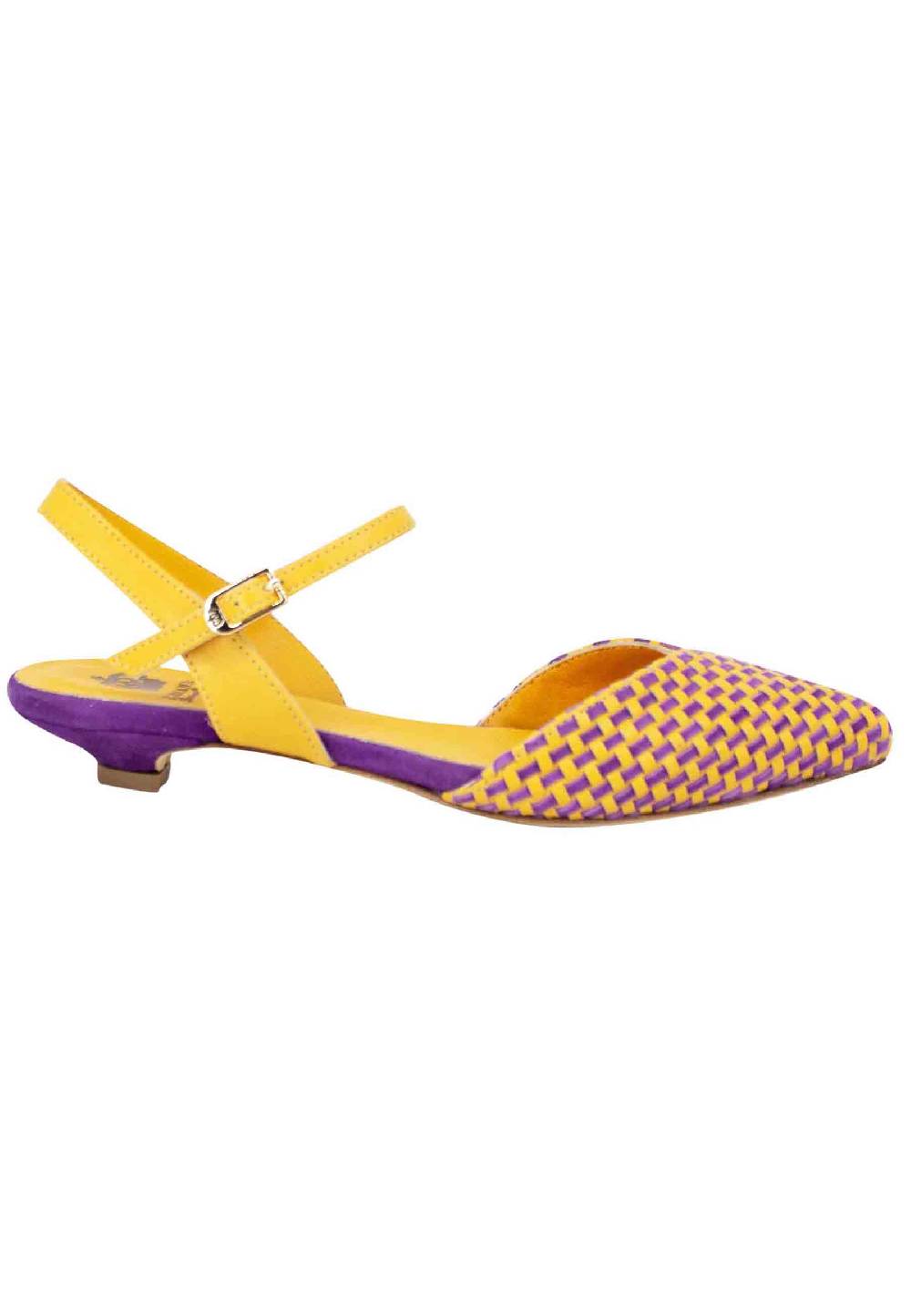 L'ARIANNA Ballerine BL1488/rt da donna in camoscio giallo e mattone con cinturino alla caviglia l'arianna
