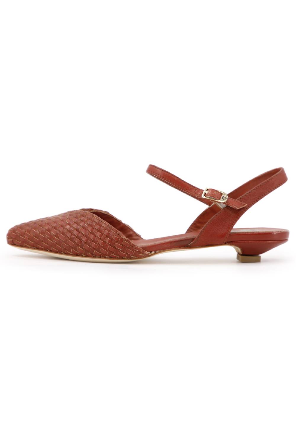 L'ARIANNA Ballerine BL1488/rt Da Donna In Camoscio Mattone Con Cinturino Alla Caviglia