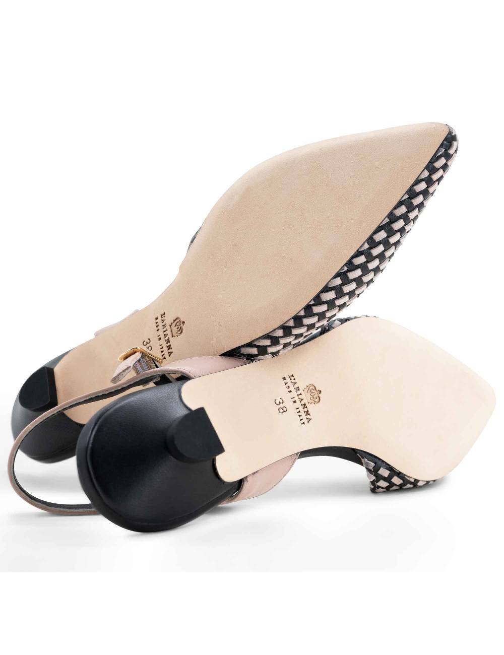 L'ARIANNA Ballerine BL1488/rt Da Donna In Camoscio Nero E Couture Con Cinturino Alla Caviglia