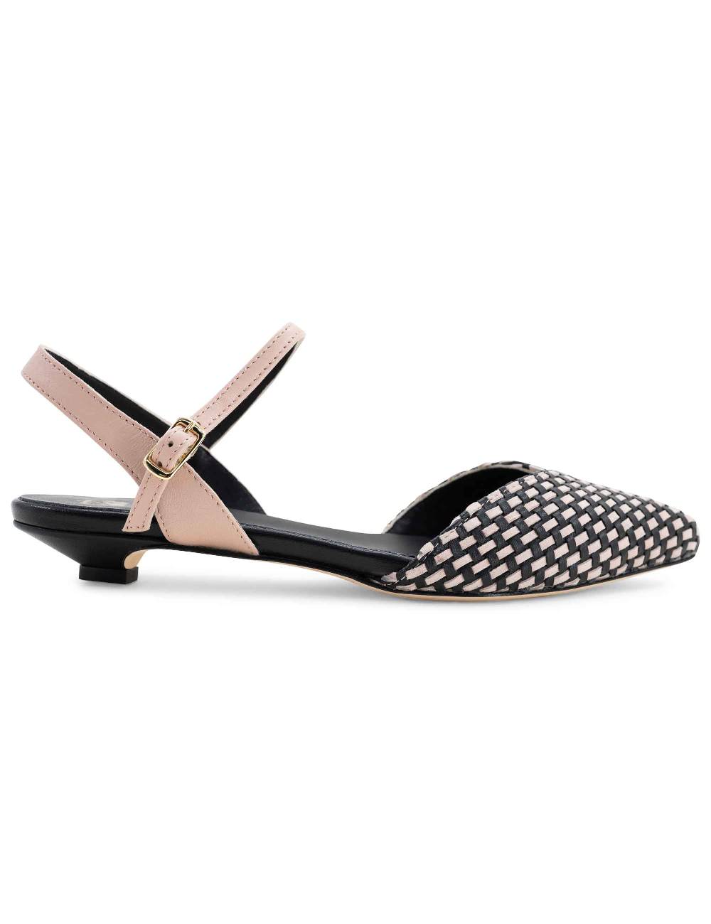 L'ARIANNA Ballerine BL1488/rt da donna in camoscio nero e couture con cinturino alla caviglia