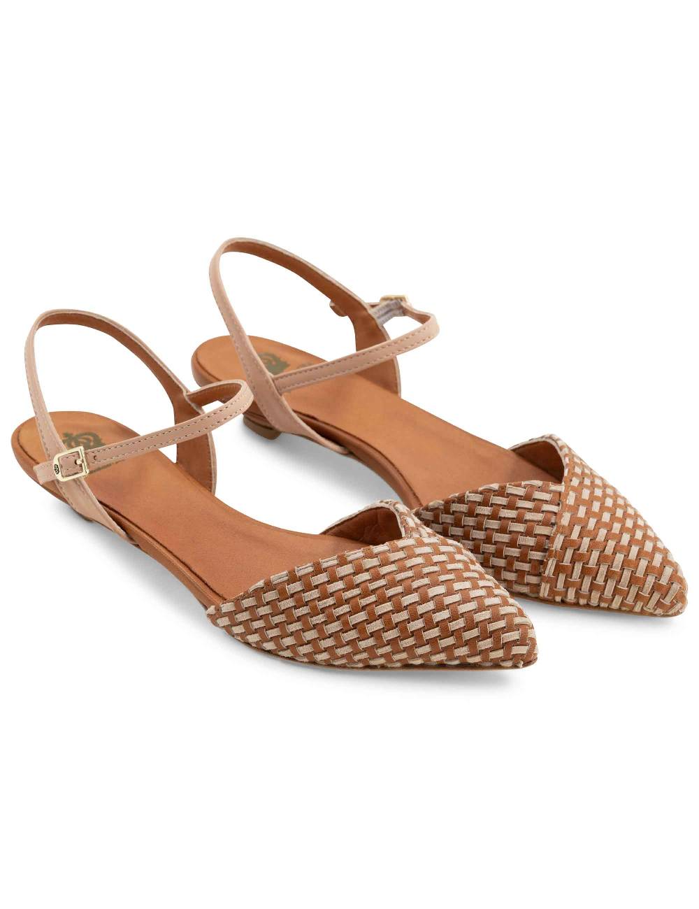 L'ARIANNA Ballerine BL1488/rt Da Donna In Cuoio E Nude Con Cinturino Alla Caviglia L'Arianna