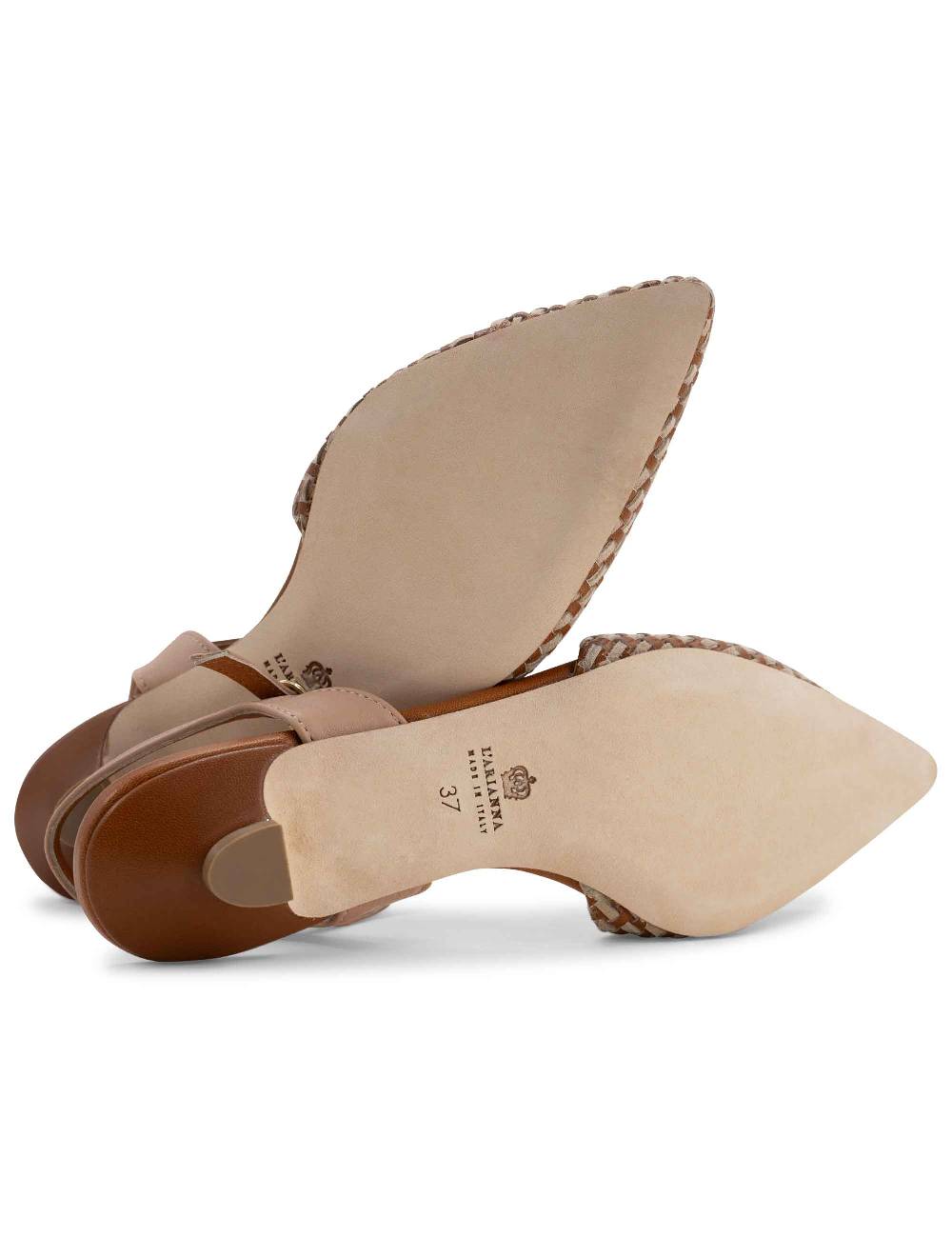 L'ARIANNA Ballerine BL1488/rt Da Donna In Cuoio E Nude Con Cinturino Alla Caviglia L'Arianna