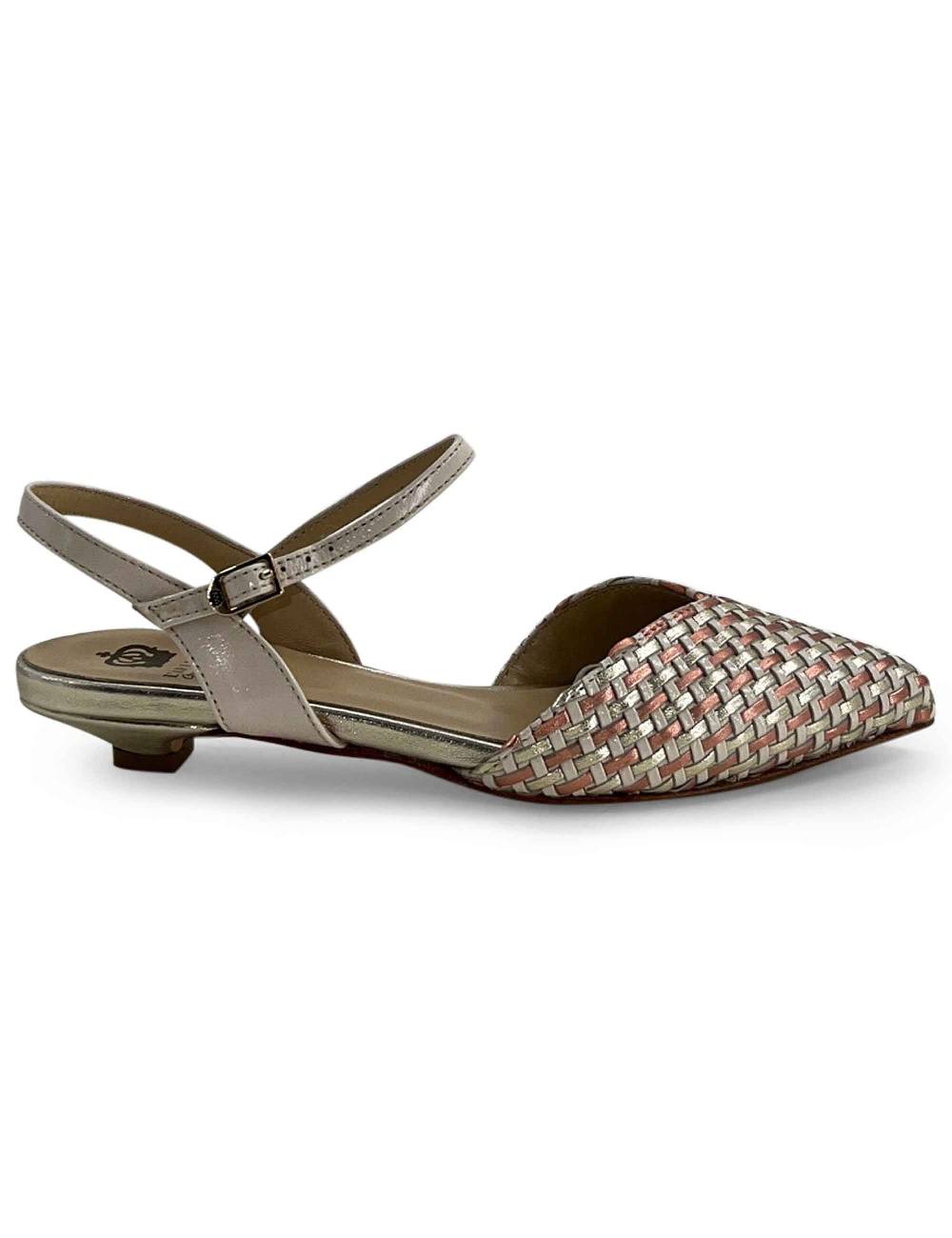 L'ARIANNA Ballerine BL1488/rt da donna in pelle lux vaniglia e platino con cinturino alla caviglia