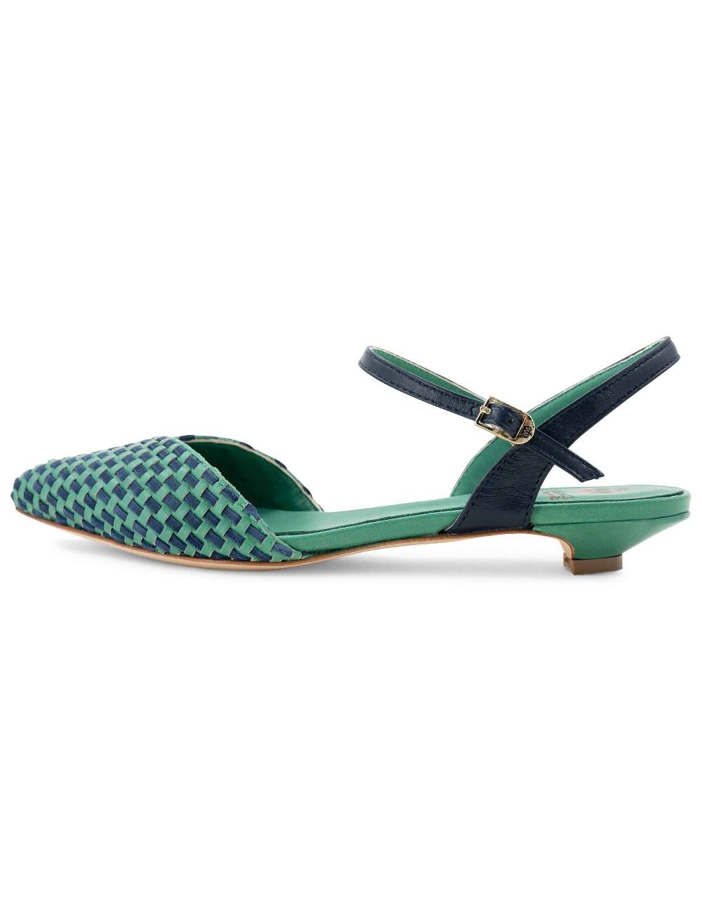 L'ARIANNA Ballerine BL1488/rt Da Donna In Pelle Verde E Camoscio Abisso Con Cinturino Alla Caviglia L'Arianna