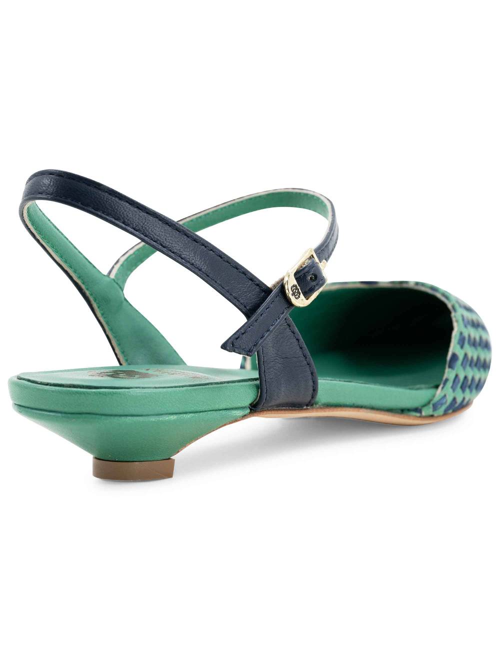 L'ARIANNA Ballerine BL1488/rt Da Donna In Pelle Verde E Camoscio Abisso Con Cinturino Alla Caviglia L'Arianna