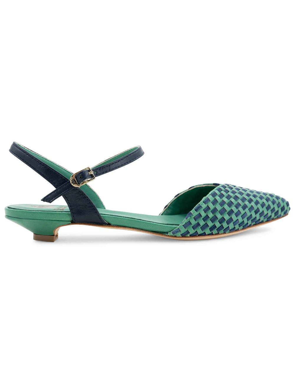 L'ARIANNA Ballerine BL1488/rt da donna in pelle verde e camoscio abisso con cinturino alla caviglia L'Arianna