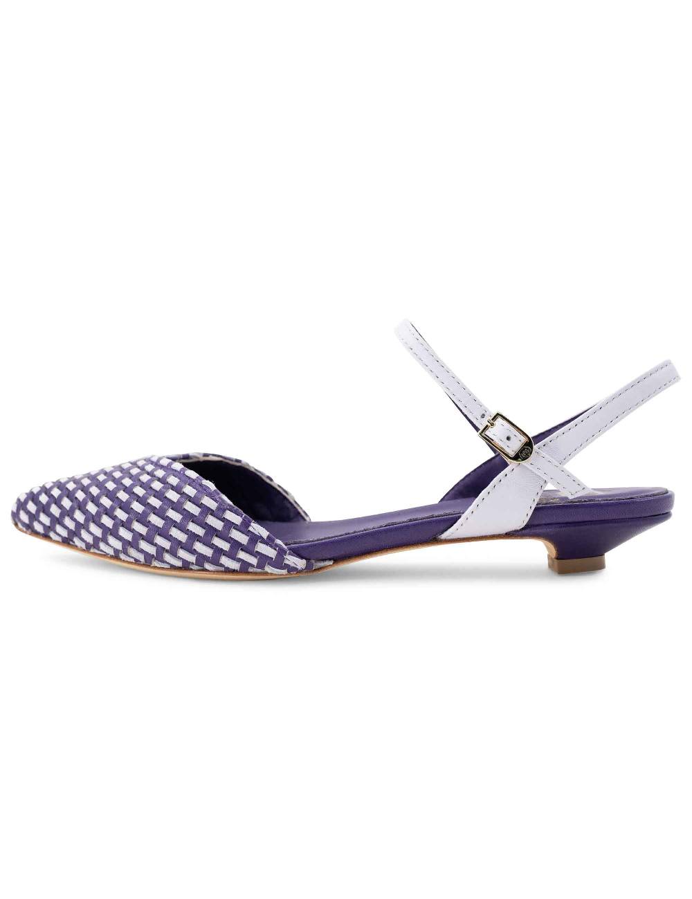 L'ARIANNA Ballerine BL1488/rt Da Donna In Pelle Viola E Camoscio Perla Con Cinturino Alla Caviglia