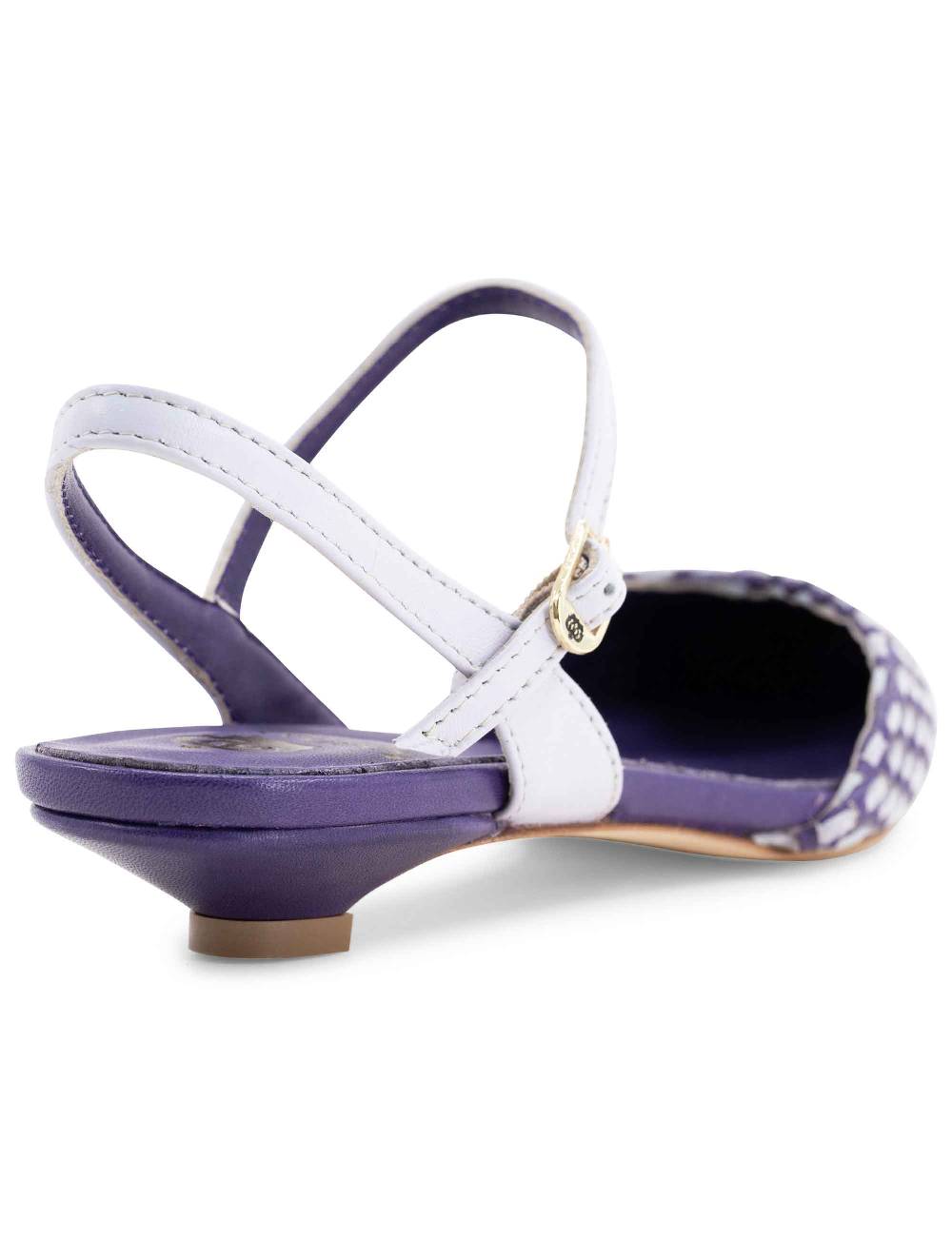 L'ARIANNA Ballerine BL1488/rt Da Donna In Pelle Viola E Camoscio Perla Con Cinturino Alla Caviglia