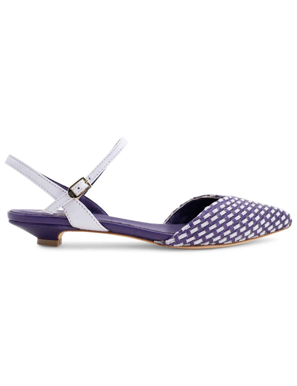 L'ARIANNA Ballerine BL1488/rt da donna in pelle viola e camoscio perla con cinturino alla caviglia