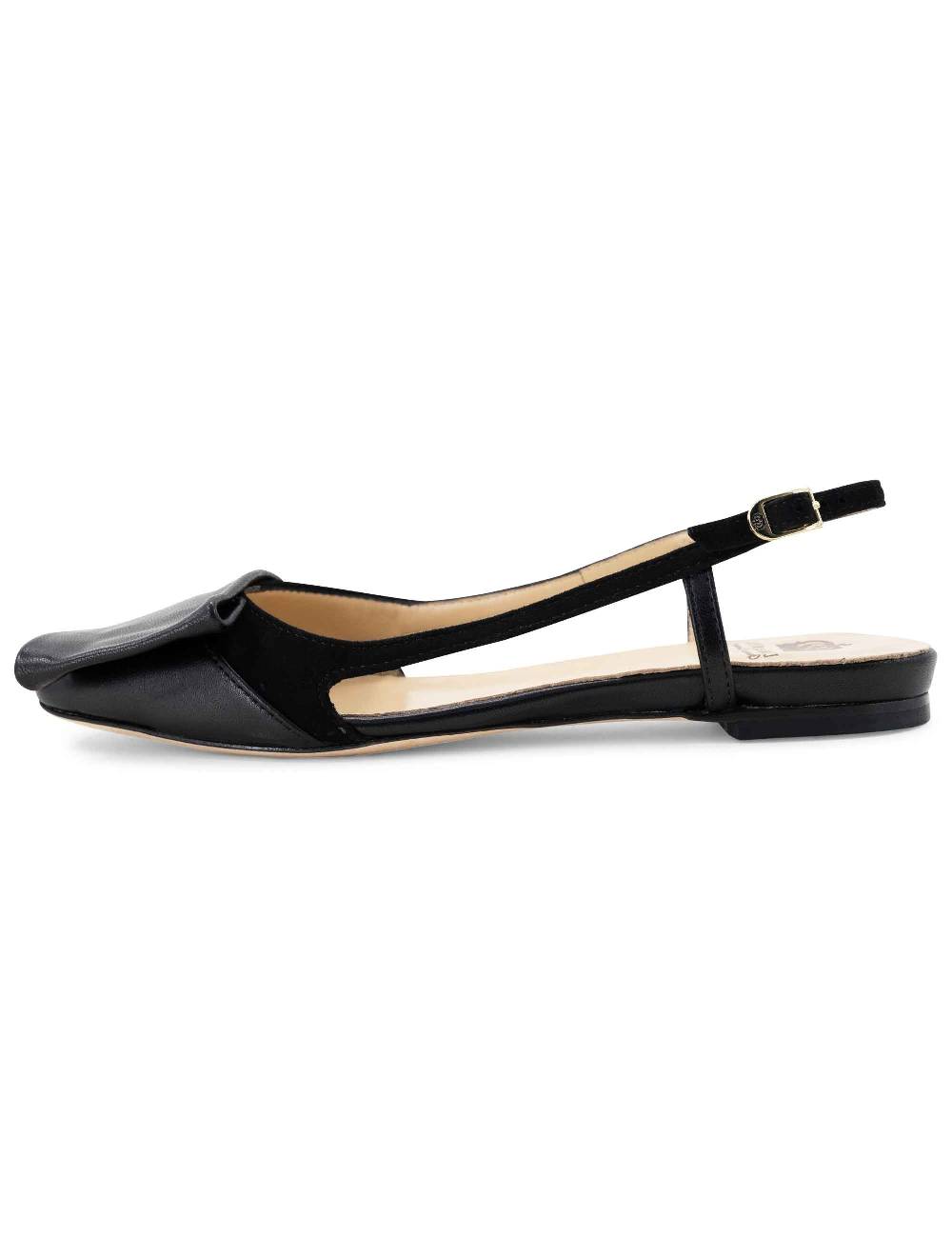 L'ARIANNA BALLERINE CH1626 IN PELLE E CAMOSCIO NERO DA DONNA CON TACCO BASSO E CINTURINO SLINGBACK L'ARIANNA