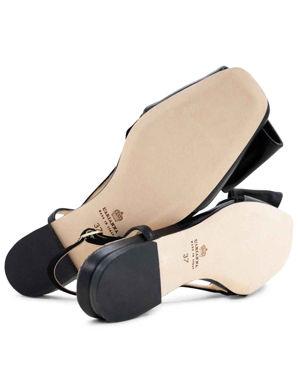 L'ARIANNA BALLERINE CH1626 IN PELLE E CAMOSCIO NERO DA DONNA CON TACCO BASSO E CINTURINO SLINGBACK L'ARIANNA