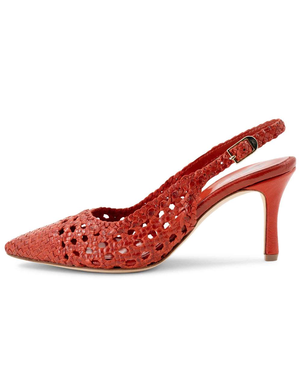 L'ARIANNA Decollete CH1619/RT Slingback In Pelle Intrecciata ARANCIONE Tacco Alto
