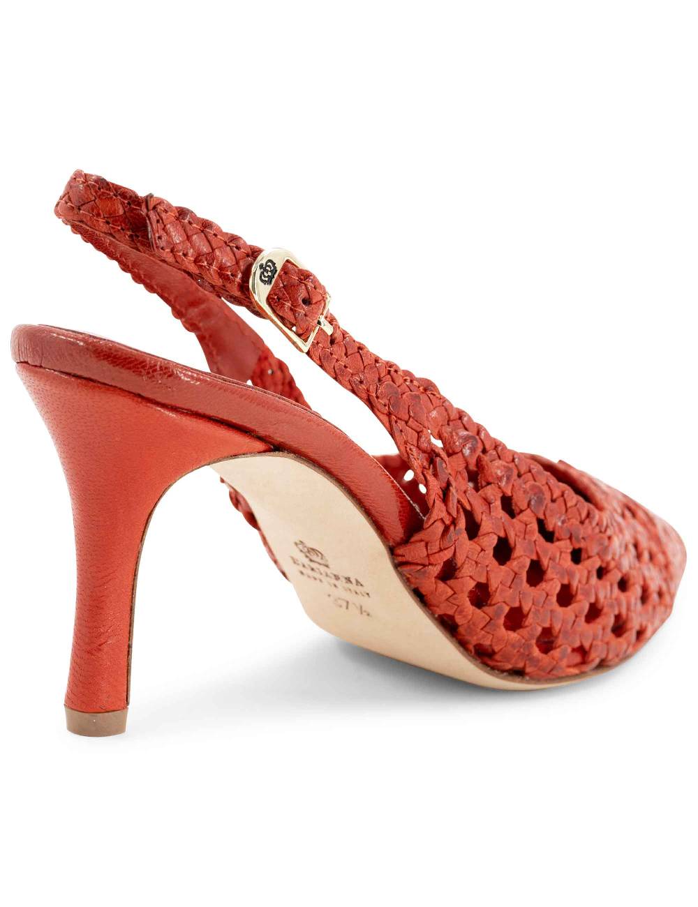 L'ARIANNA Decollete CH1619/RT Slingback In Pelle Intrecciata ARANCIONE Tacco Alto
