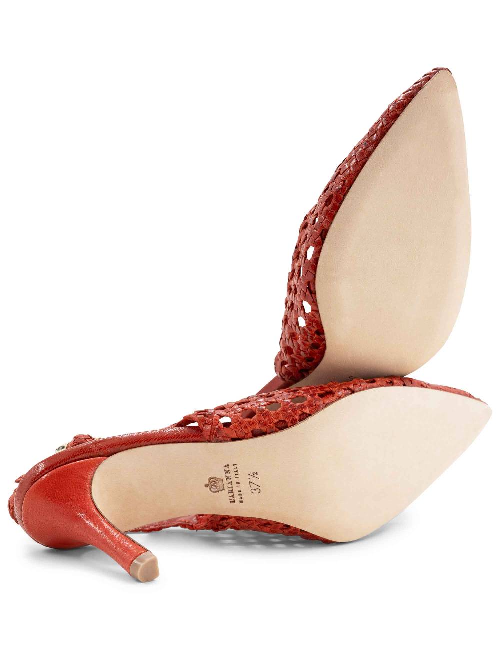 L'ARIANNA Decollete CH1619/RT Slingback In Pelle Intrecciata ARANCIONE Tacco Alto