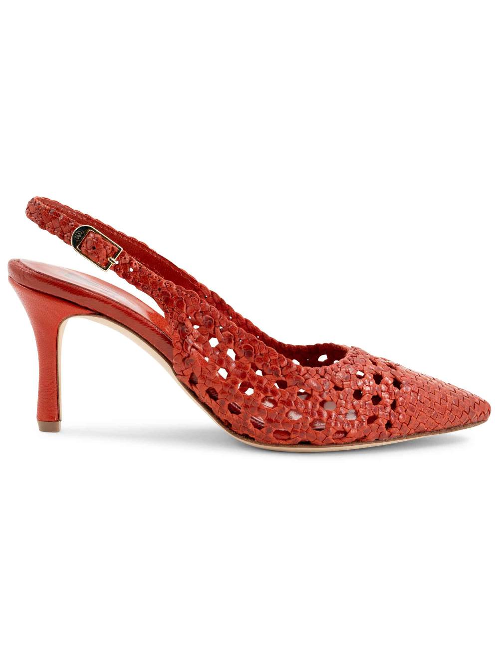L'ARIANNA Decollete CH1619/RT slingback in pelle intrecciata ARANCIONE tacco alto