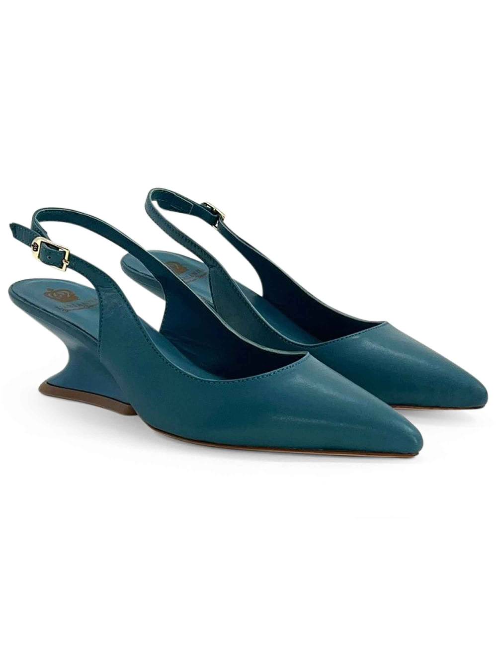L'ARIANNA Decollete Ch1754/z Slingback Color ARCADIA Con Tacco A Zeppa L'arianna