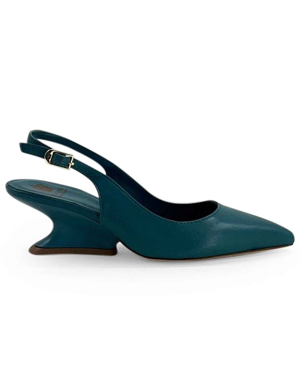 L'ARIANNA decollete ch1754/z slingback color ARCADIA con tacco a zeppa l'arianna