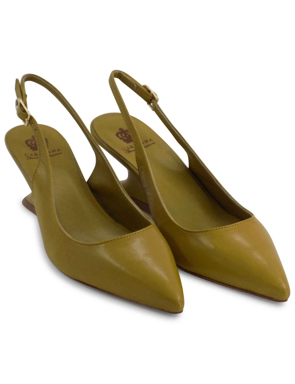 L'ARIANNA Decollete Ch1754/z Slingback Color Cedro Con Tacco A Zeppa L'arianna