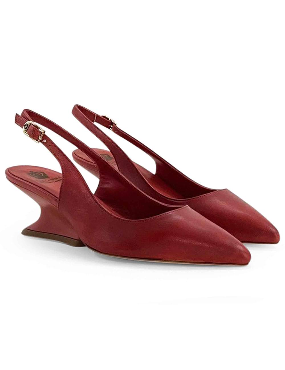 L'ARIANNA Decollete Ch1754/z Slingback Color LOBSTER Con Tacco A Zeppa L'arianna