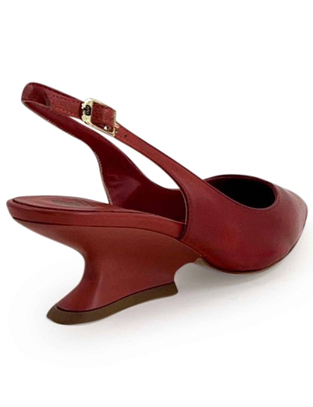 L'ARIANNA Decollete Ch1754/z Slingback Color LOBSTER Con Tacco A Zeppa L'arianna
