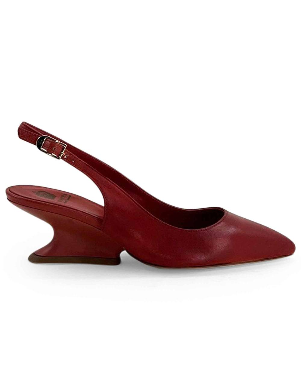 L'ARIANNA decollete ch1754/z slingback color LOBSTER con tacco a zeppa l'arianna