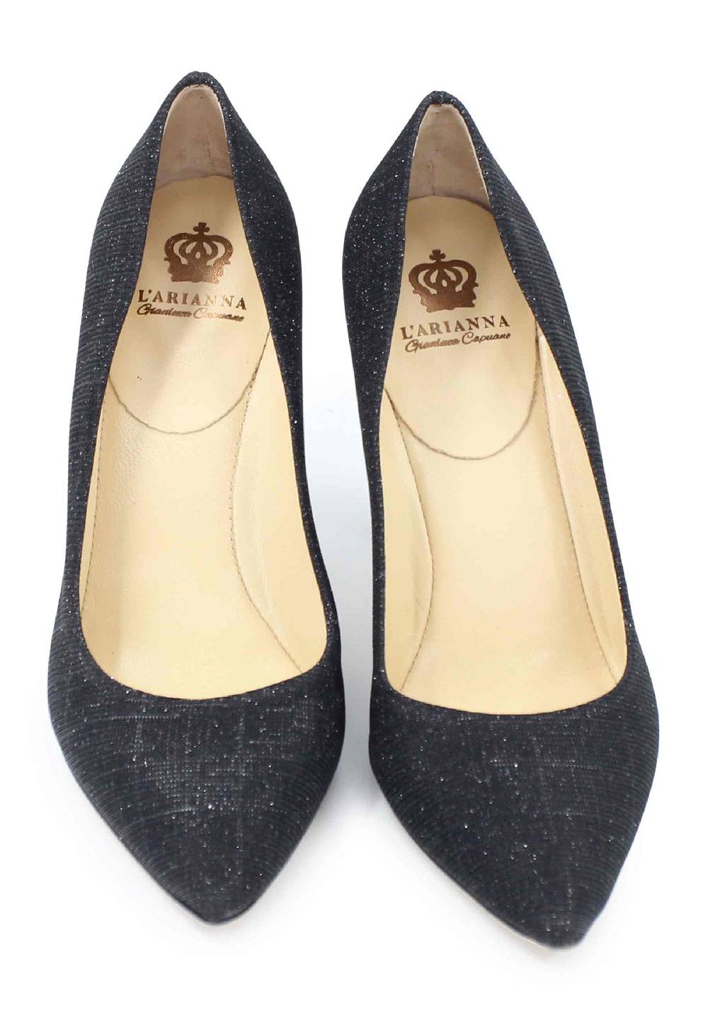 L'ARIANNA Decollete DE1002/RT Donna In Tessuto Blu Notte Lux Con Tacco Alto Tono Su Tono