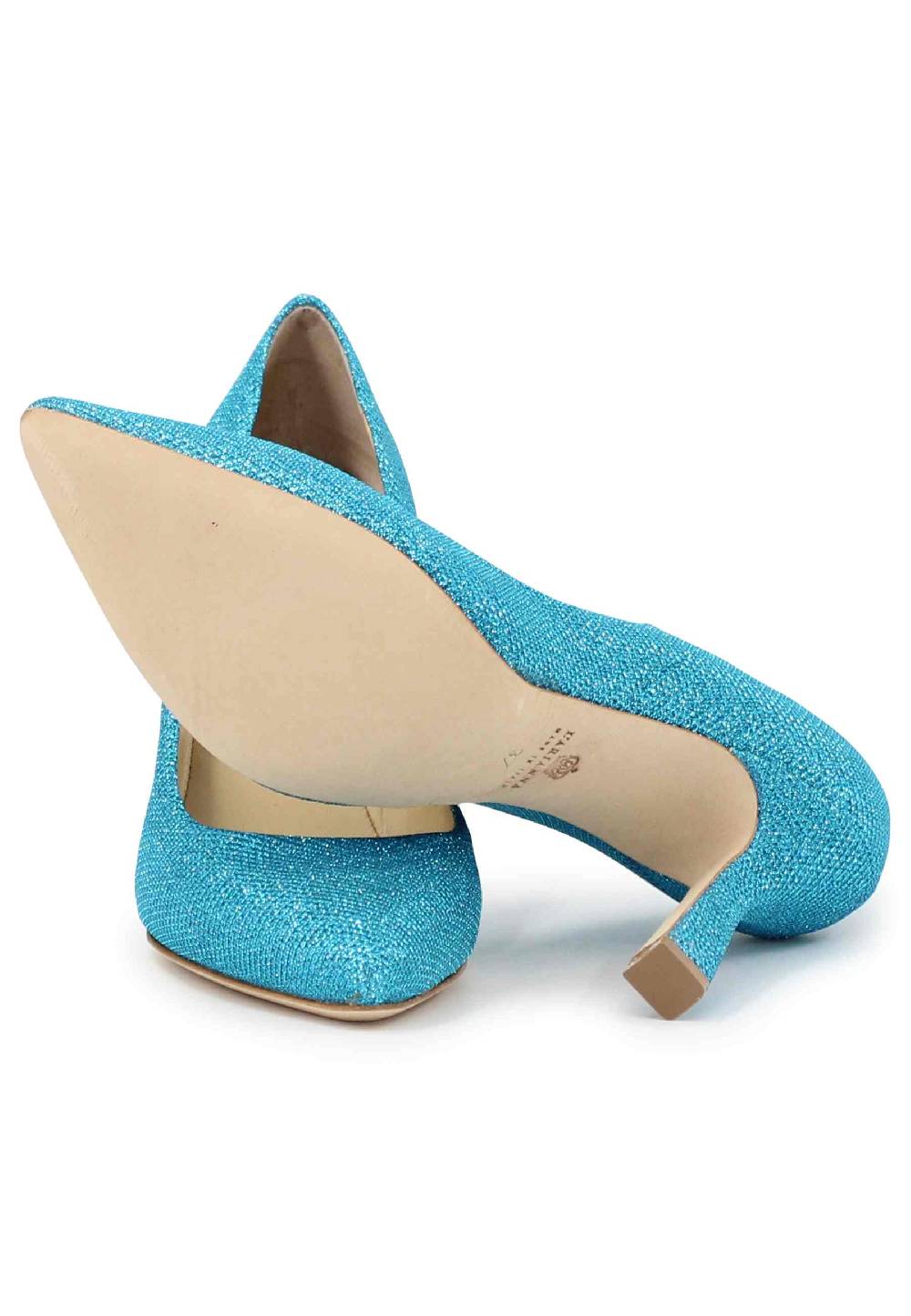 L'ARIANNA Decollete DE1002/RT Donna In Tessuto Lux Azzurro Con Tacco Alto