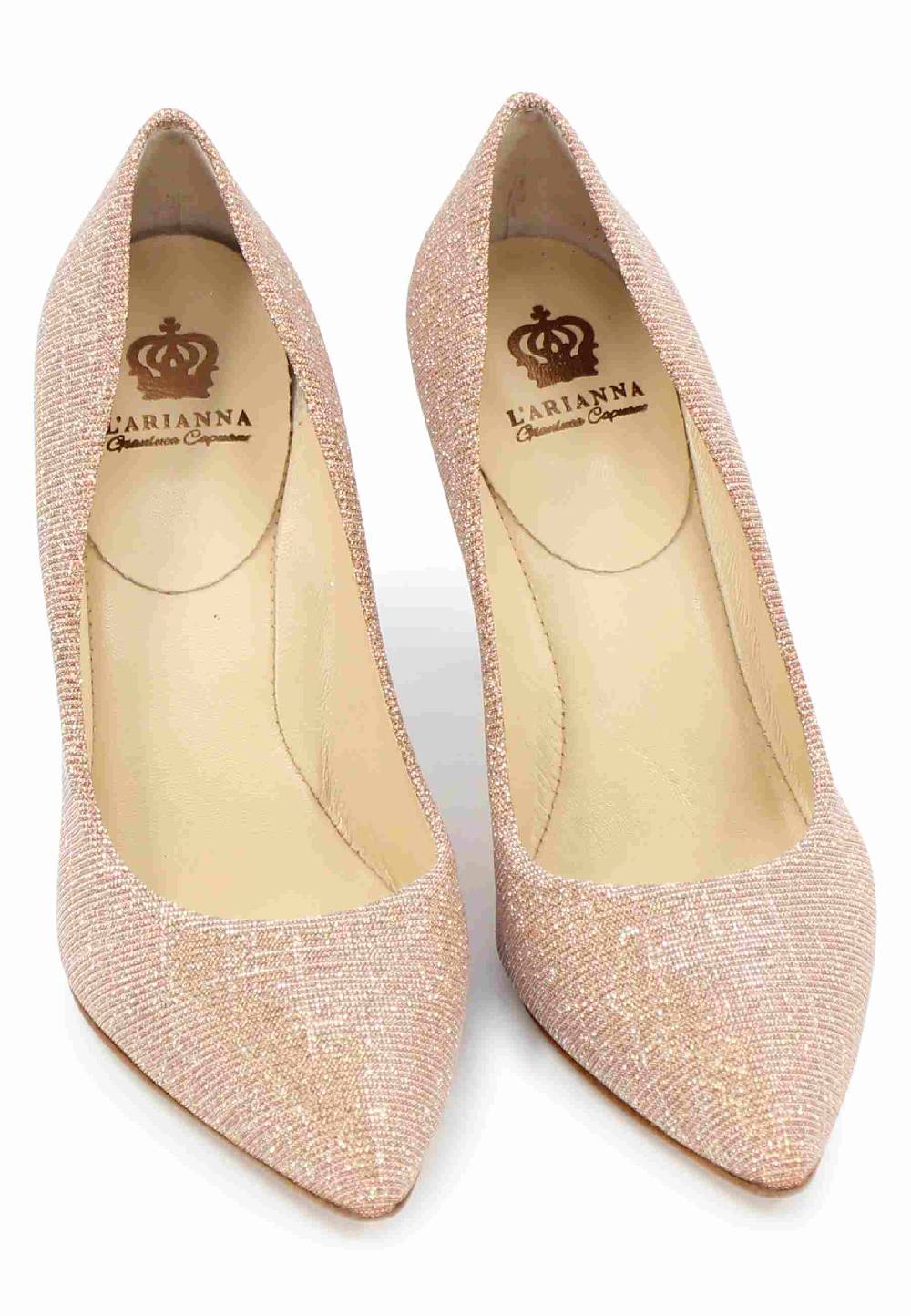 L'ARIANNA Decollete DE1002/RT Donna In Tessuto Lux Pesca Con Tacco Alto