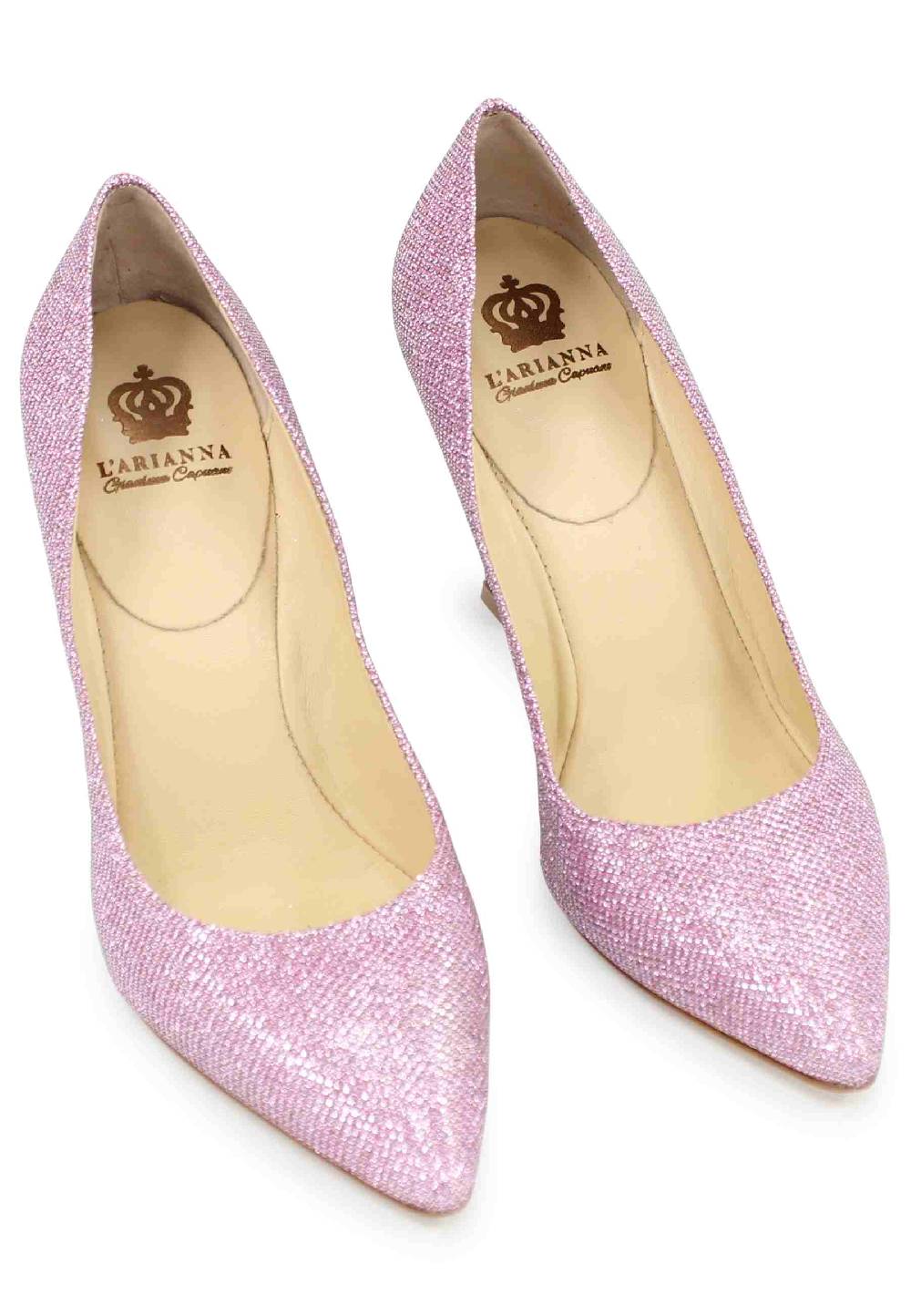 L'ARIANNA Decollete DE1002/RT Donna In Tessuto Lux Rosa Con Tacco Alto