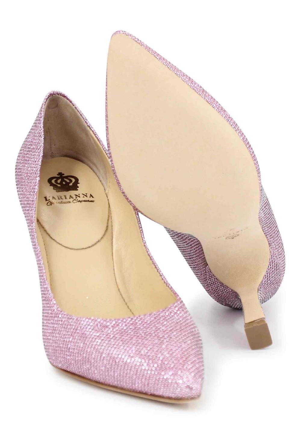 L'ARIANNA Decollete DE1002/RT Donna In Tessuto Lux Rosa Con Tacco Alto