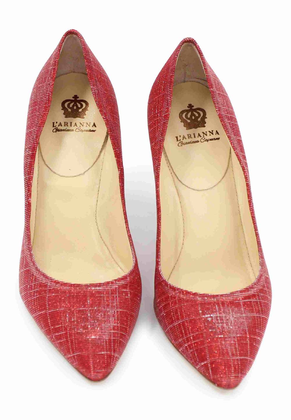 L'ARIANNA Decollete DE1002/RT Donna In Tessuto Lux Rosso Con Tacco Alto