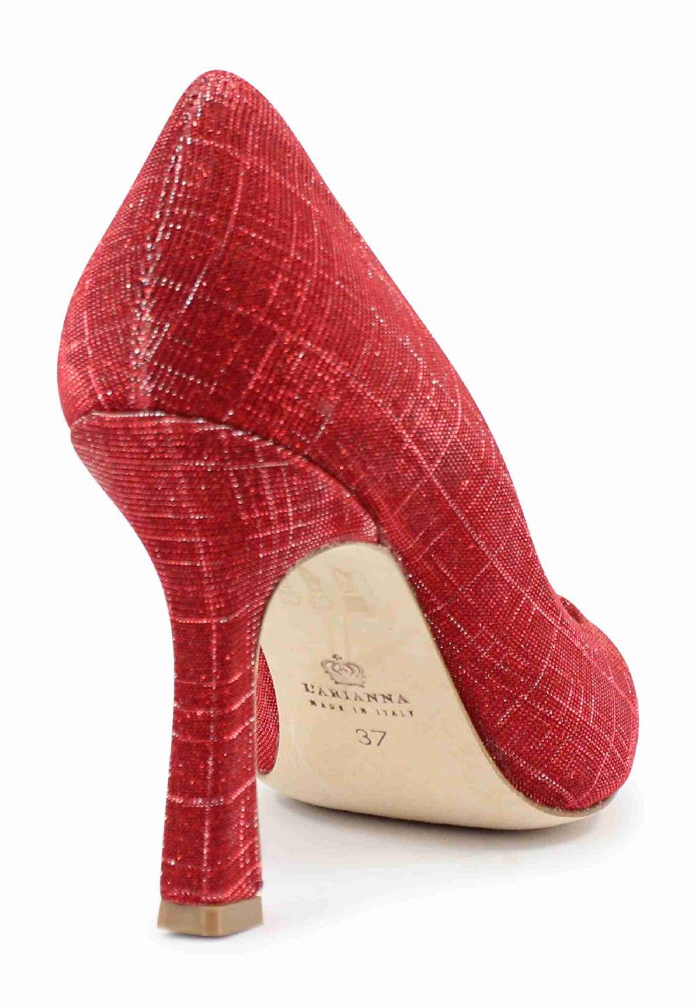 L'ARIANNA Decollete DE1002/RT Donna In Tessuto Lux Rosso Con Tacco Alto