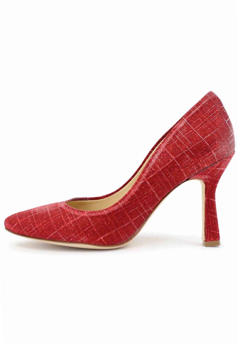 L'ARIANNA Decollete DE1002/RT Donna In Tessuto Lux Rosso Con Tacco Alto