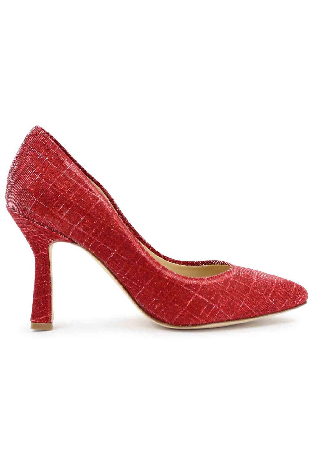 L'ARIANNA Decollete DE1002/RT donna in tessuto lux rosso con tacco alto