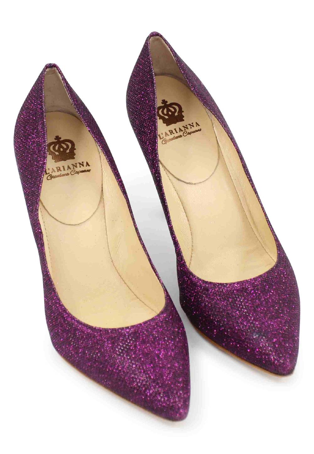 L'ARIANNA Decollete DE1002/RT Donna In Tessuto Lux Viola Con Tacco Alto