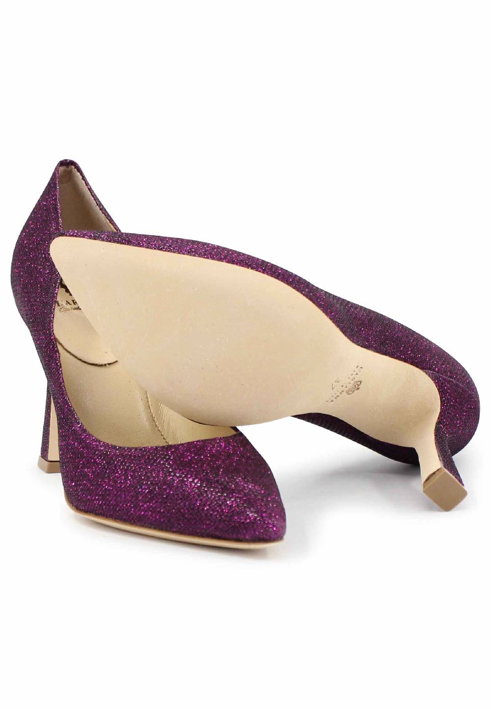 L'ARIANNA Decollete DE1002/RT Donna In Tessuto Lux Viola Con Tacco Alto