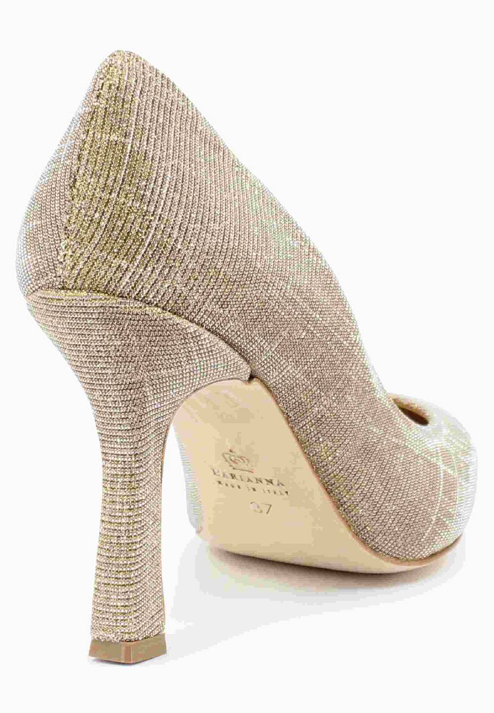 L'ARIANNA Decollete DE1002/RT In Tessuto Lux Oro Con Tacco Alto