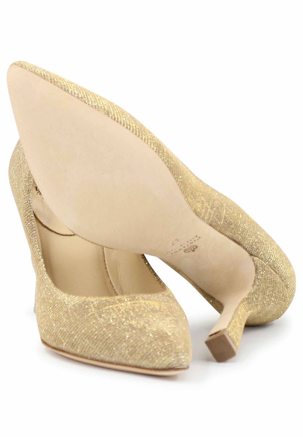 L'ARIANNA Decollete DE1002/RT In Tessuto Lux Oro Con Tacco Alto