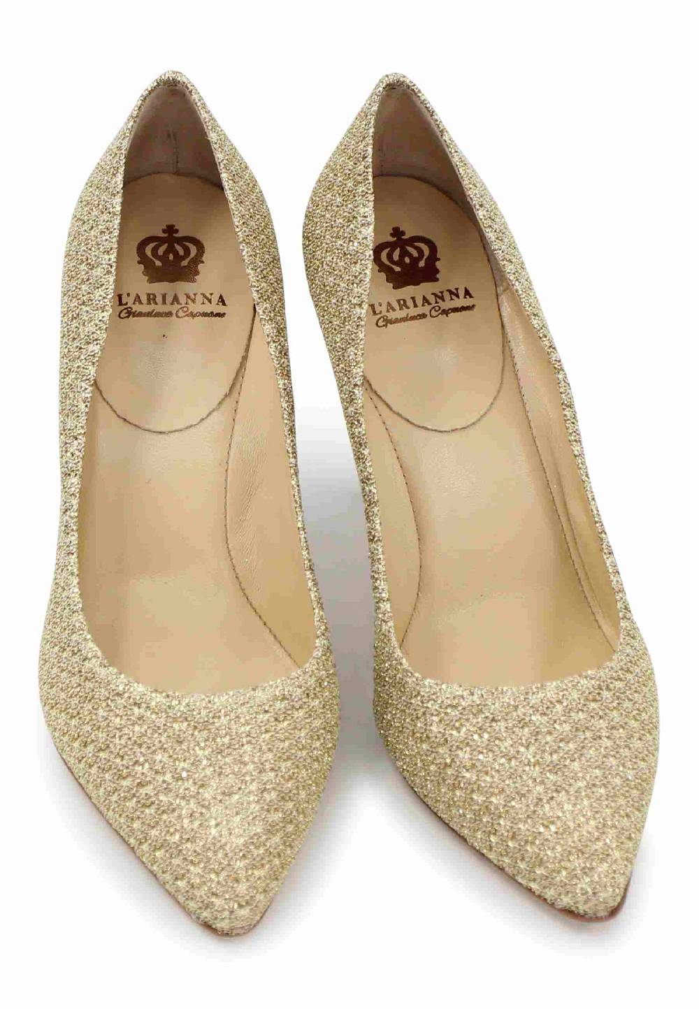 L'ARIANNA Decollete DE1002/RT In Tessuto Tolosa Oro Con Tacco Alto