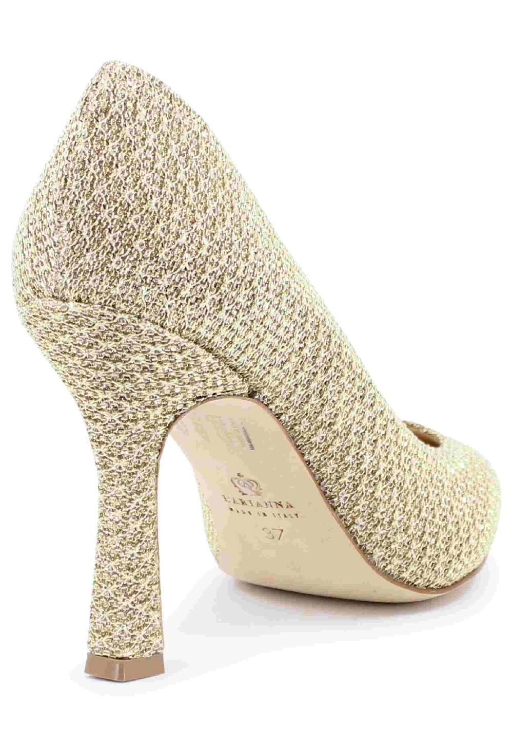 L'ARIANNA Decollete DE1002/RT In Tessuto Tolosa Oro Con Tacco Alto