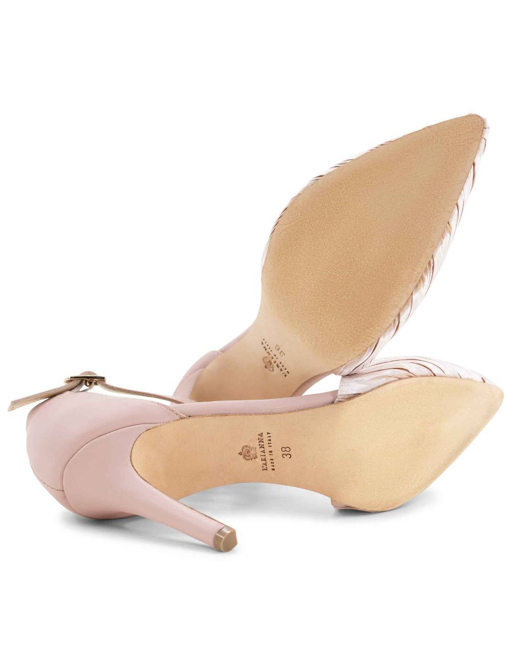 L'ARIANNA Decollete De1532 Con Plissè, Cinturino Alla Caviglia In Pelle Rosa E Tacco Alto Tono Su Tono