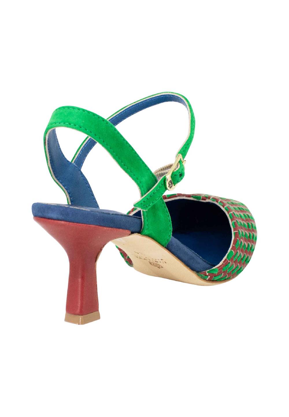 L'ARIANNA Decollete DE1540/rt Da Donna In Camoscio Mattone E Verde Con Cinturino Alla Caviglia