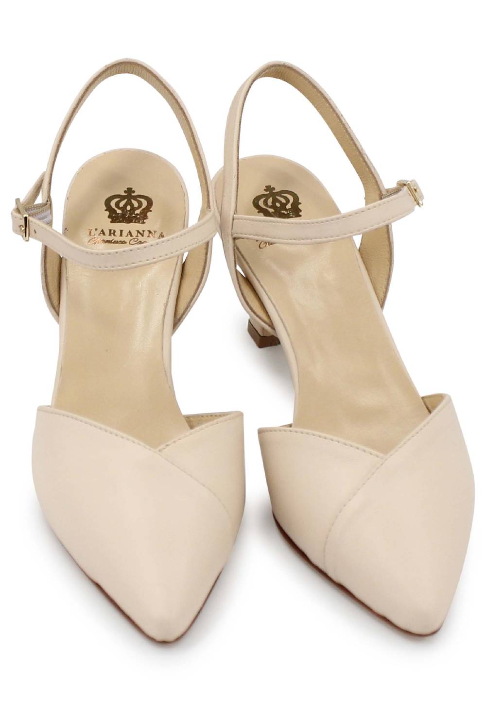 L'ARIANNA Decollete De1541 Donna In Pelle Beige Con Cinturino Alla Caviglia