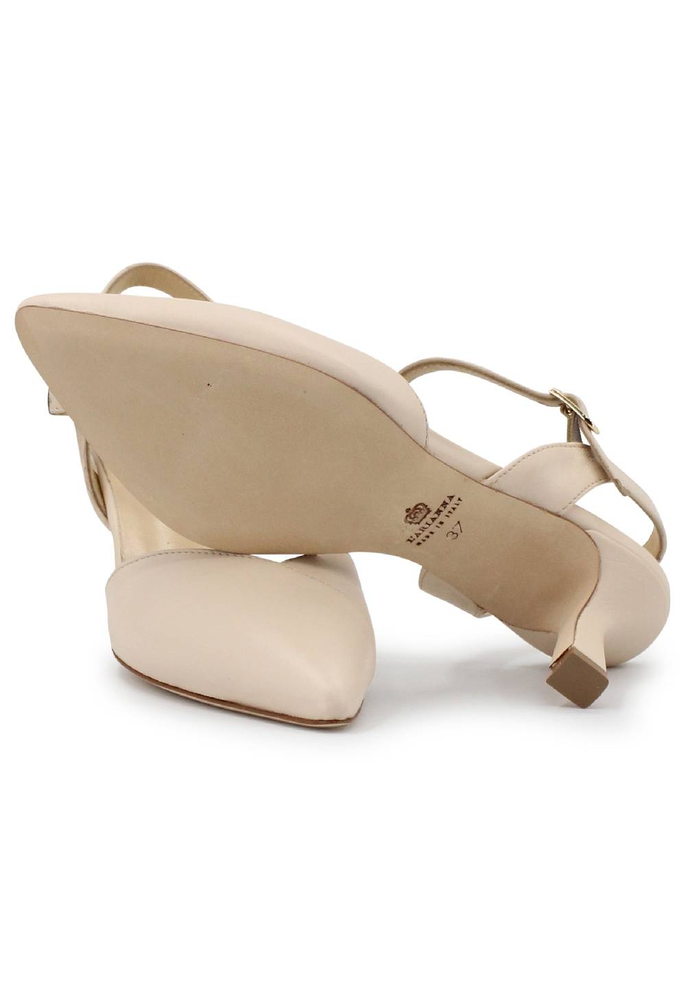 L'ARIANNA Decollete De1541 Donna In Pelle Beige Con Cinturino Alla Caviglia