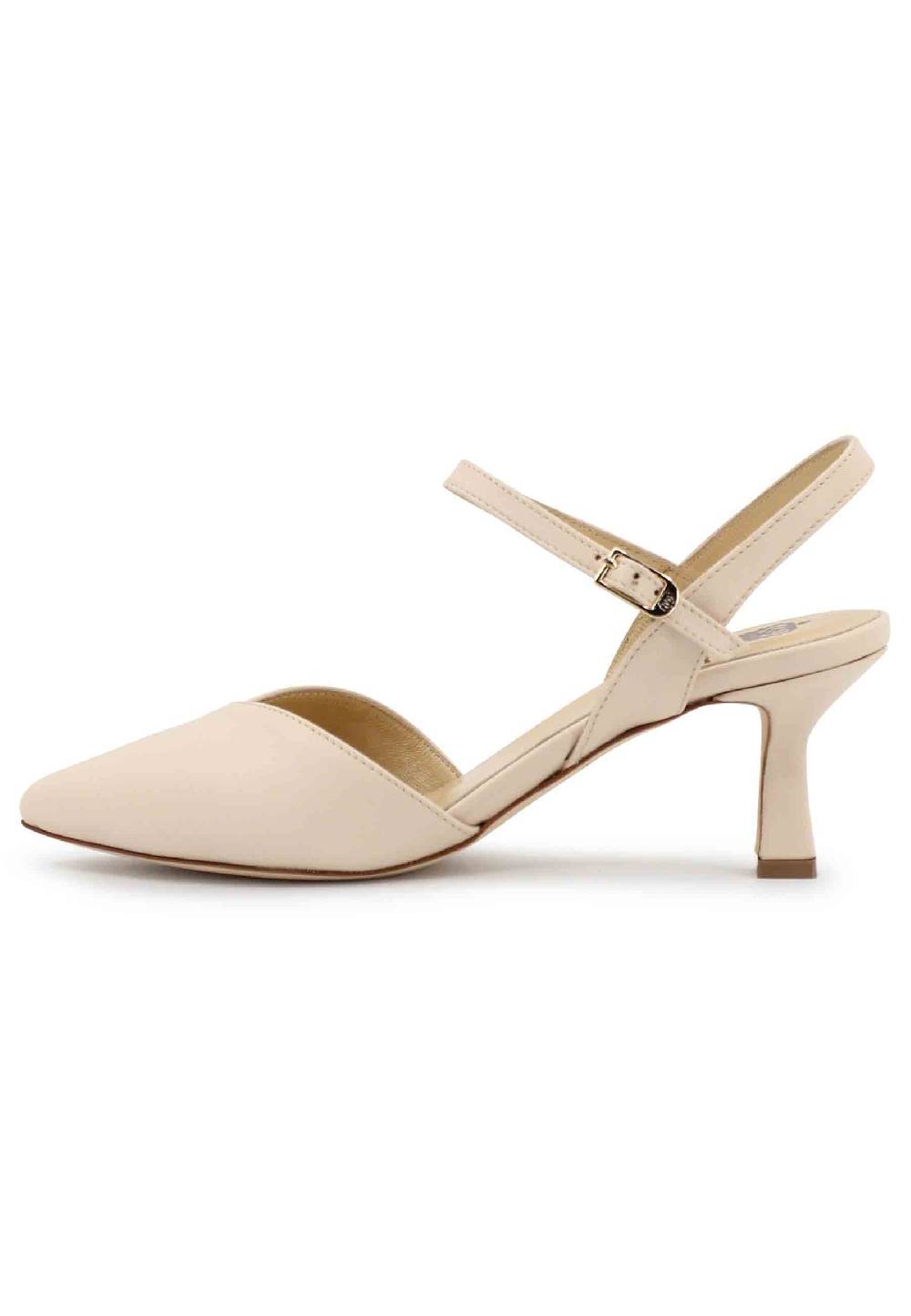 L'ARIANNA Decollete De1541 Donna In Pelle Beige Con Cinturino Alla Caviglia