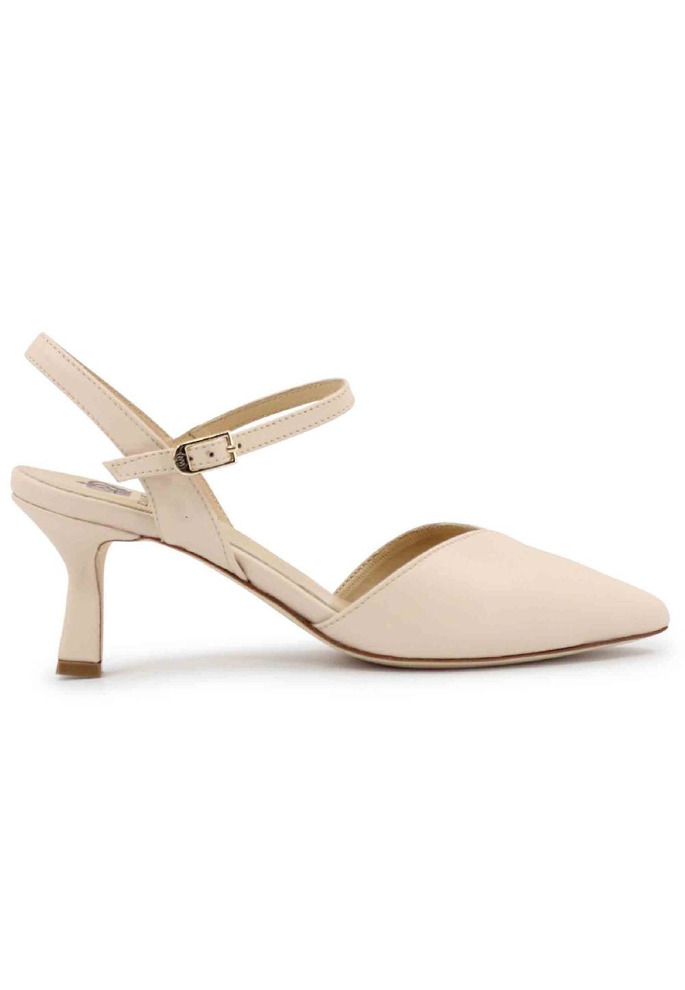 L'ARIANNA Decollete de1541 donna in pelle beige con cinturino alla caviglia