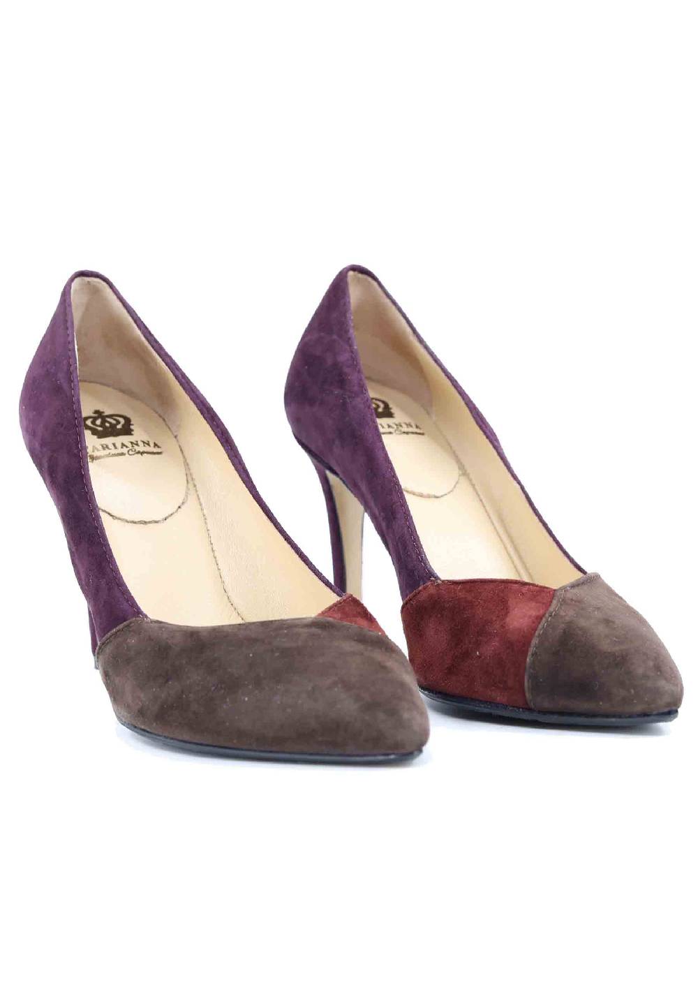 L'ARIANNA Decollete DE1544 In Camoscio Prugna Tacco Alto