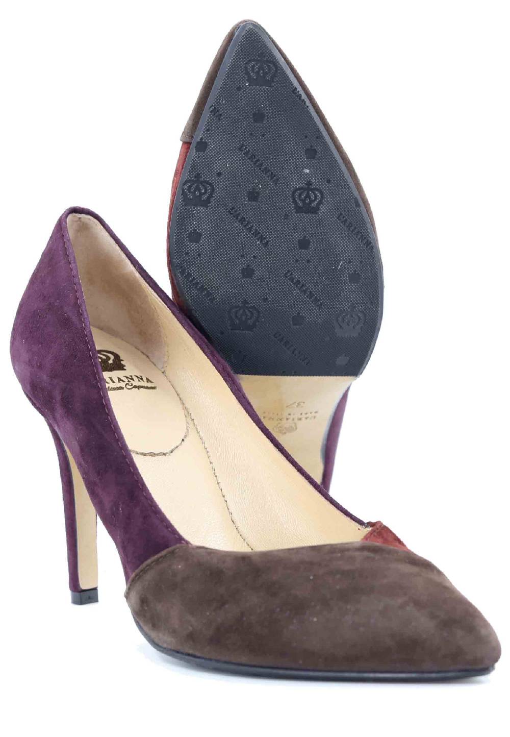L'ARIANNA Decollete DE1544 In Camoscio Prugna Tacco Alto