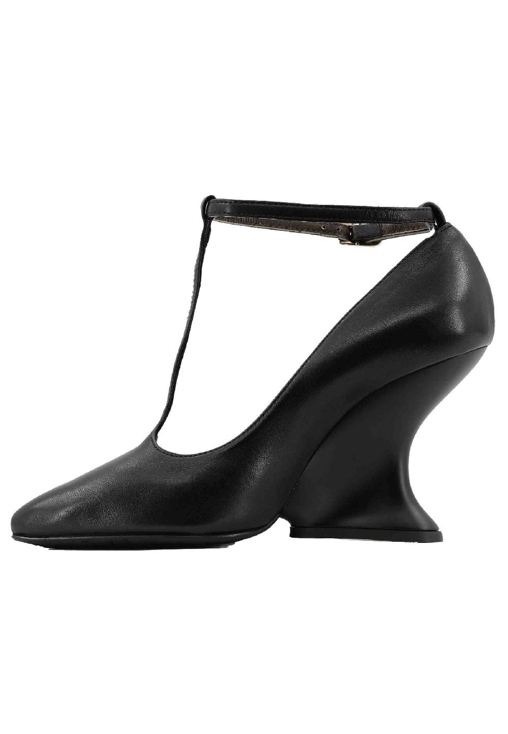 L'ARIANNA Decollete DE1678/Z In Pelle Nera Con Zeppa Alta E Punta Sfilata