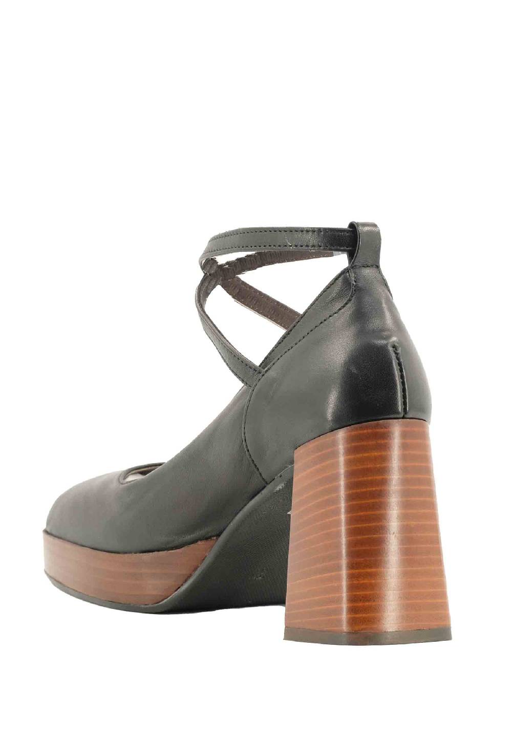 L'ARIANNA Decollete DE1685 In Pelle Nera Con Cinturini E Tacco Alto